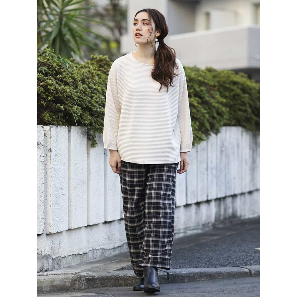 【大きいサイズ/洗える】チェック柄ワイドパンツ12