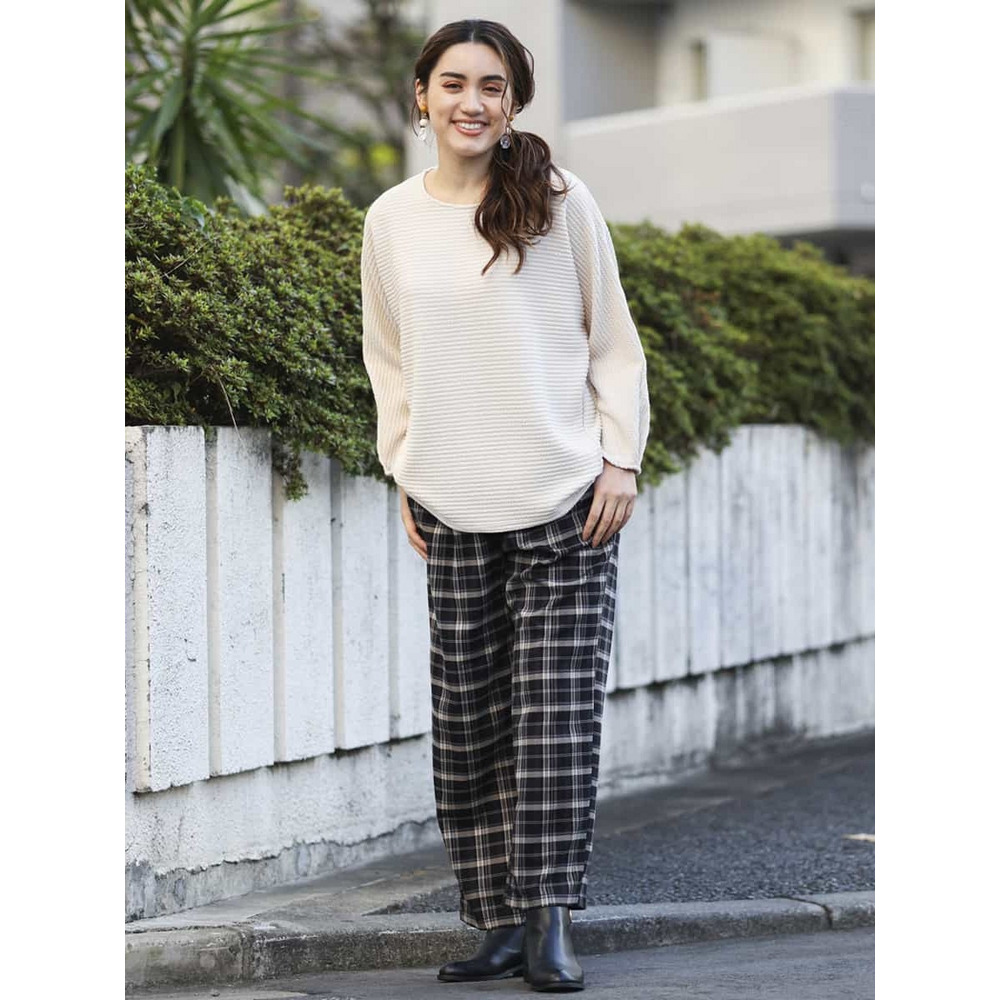 【大きいサイズ/洗える】チェック柄ワイドパンツ13