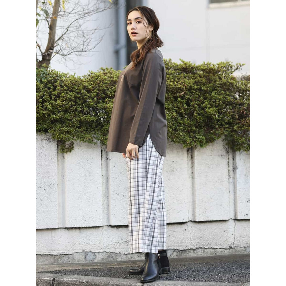 【大きいサイズ/洗える】チェック柄ワイドパンツ6