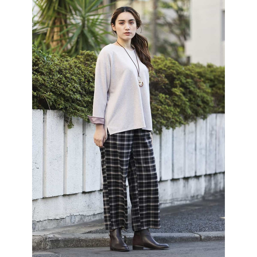 【大きいサイズ/洗える】チェック柄ワイドパンツ9