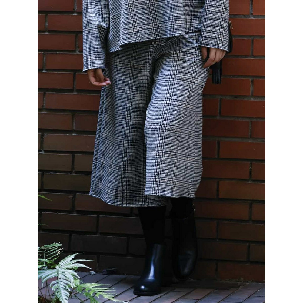 【a.v.v×eur3】【大きいサイズ/セットアップ】グレンチェックキュロットパンツ1