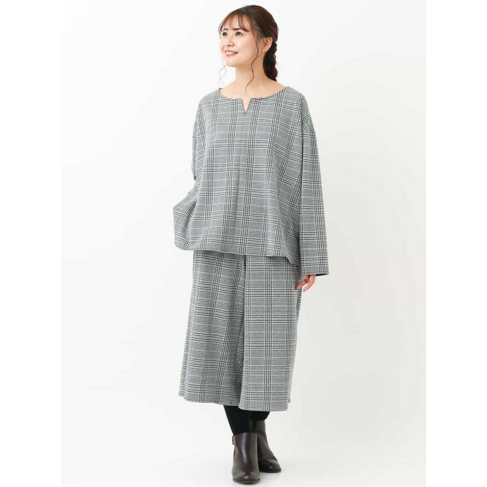【a.v.v×eur3】【大きいサイズ/セットアップ】グレンチェックキュロットパンツ24