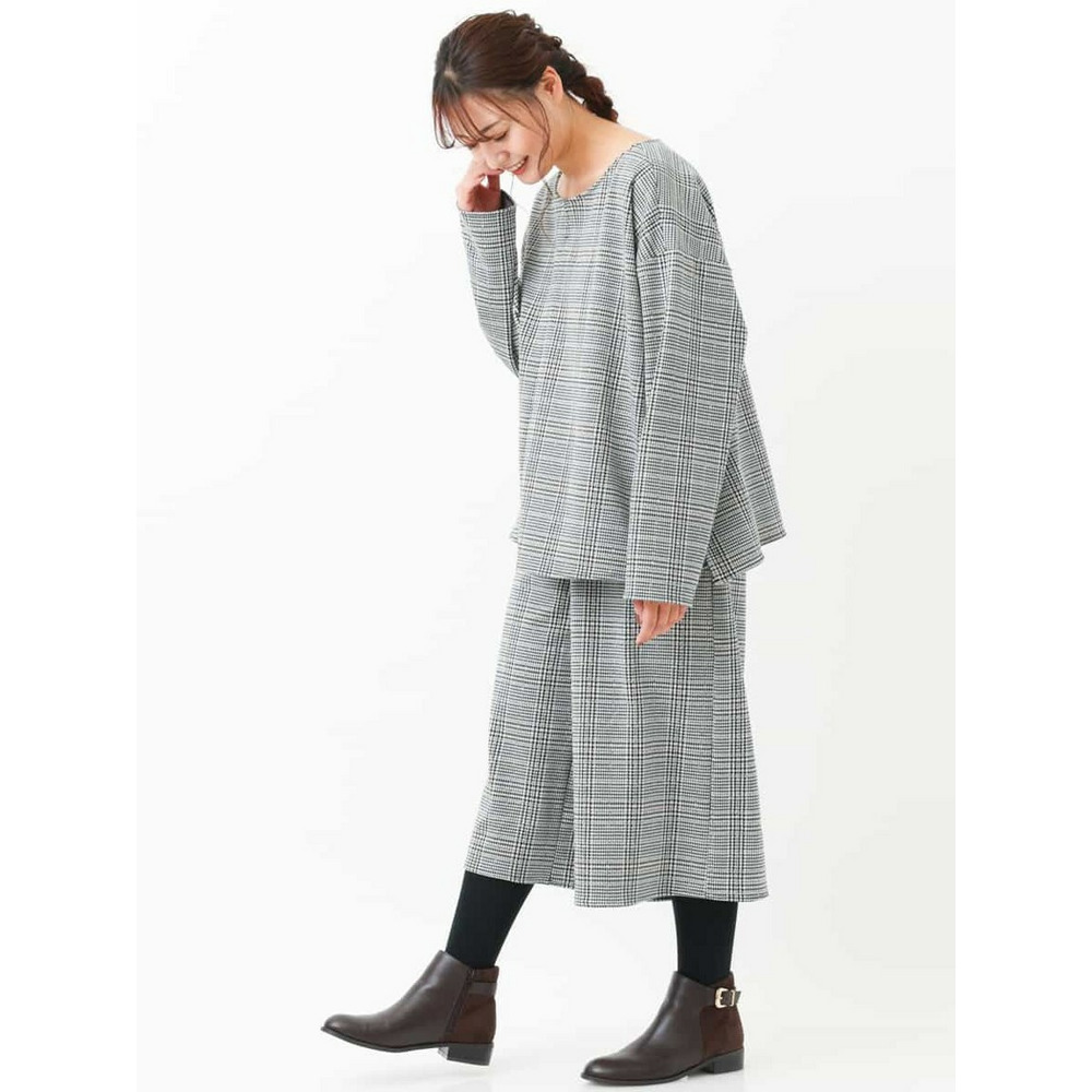 【a.v.v×eur3】【大きいサイズ/セットアップ】グレンチェックキュロットパンツ26