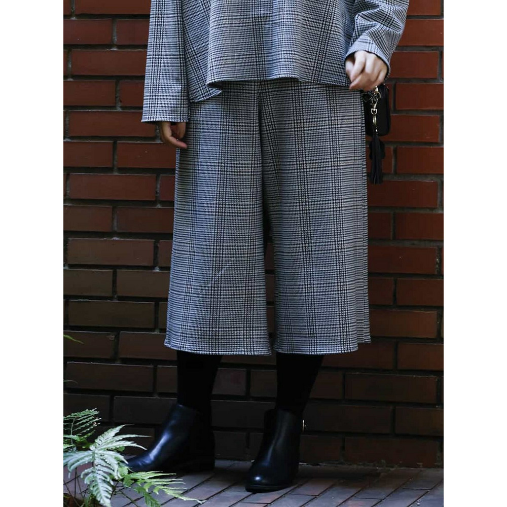 【a.v.v×eur3】【大きいサイズ/セットアップ】グレンチェックキュロットパンツ1