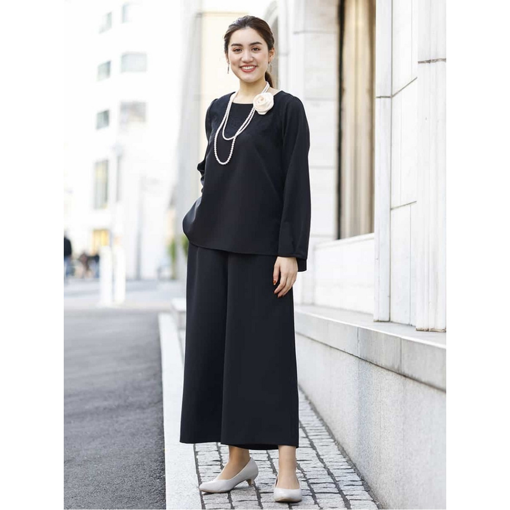 大きいサイズ/洗える】レースデザインシンプルセットアップ