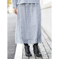 【大きいサイズ/洗える】スカラカット総レーススカート