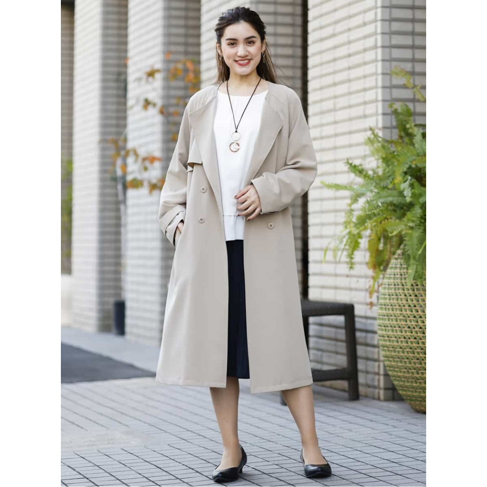 コート　Lサイズ 大きいサイズ】ノーカラートレンチコート OLUBM-05170｜【アリノマ
