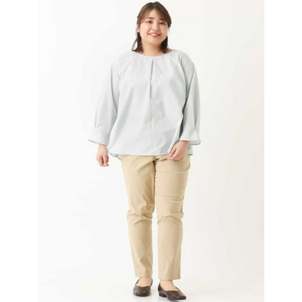 【大きいサイズ/洗える】ドライタッチバックボタンブラウス11