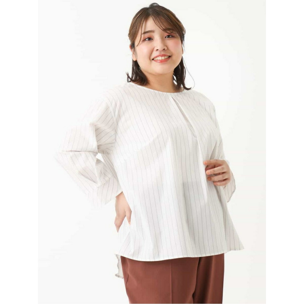 【大きいサイズ/洗える】ドライタッチバックボタンブラウス12