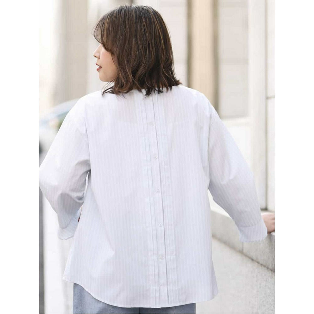 【大きいサイズ/洗える】ドライタッチバックボタンブラウス2