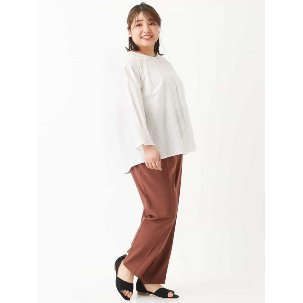 【大きいサイズ/洗える】ドライタッチバックボタンブラウス21