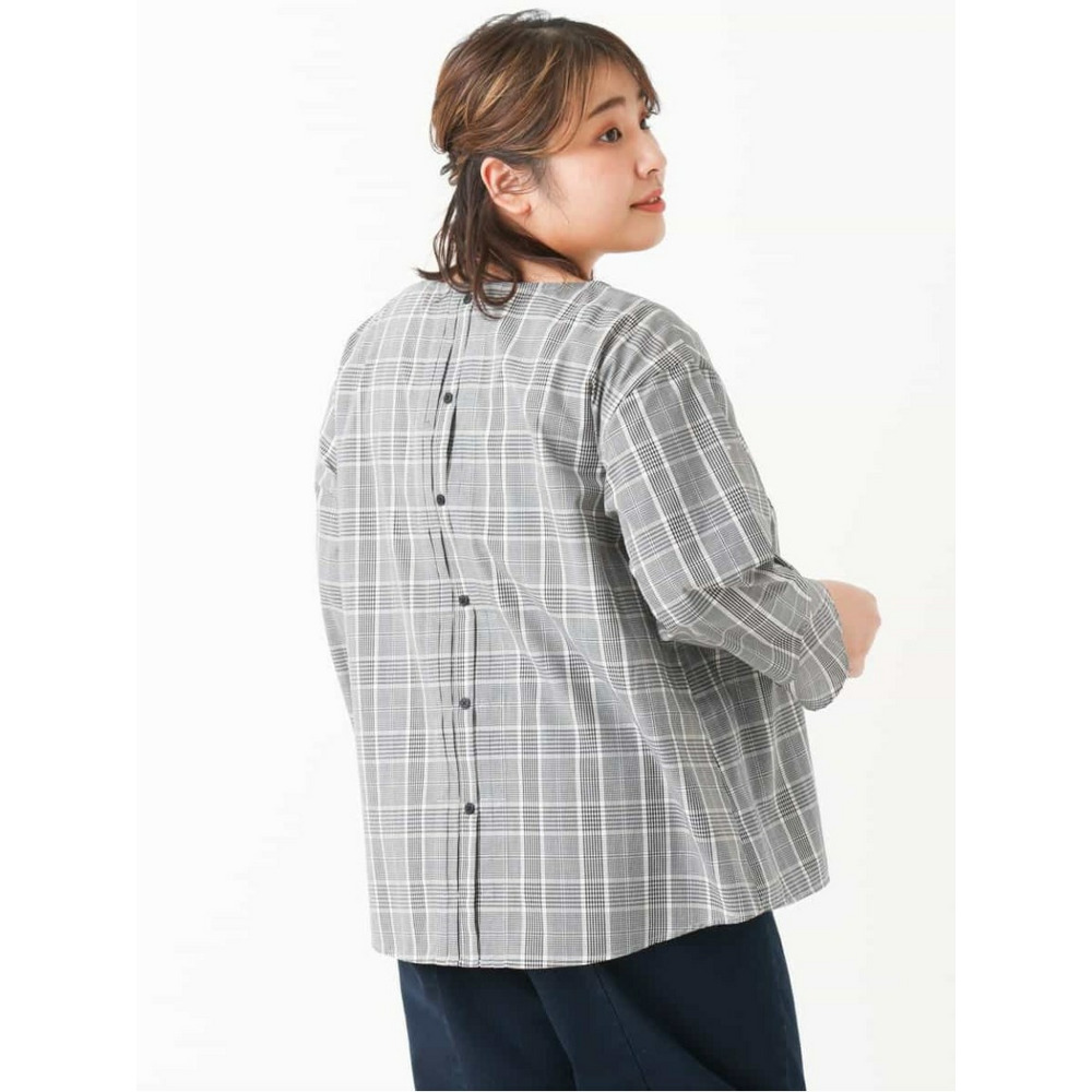 【大きいサイズ/洗える】ドライタッチバックボタンブラウス22