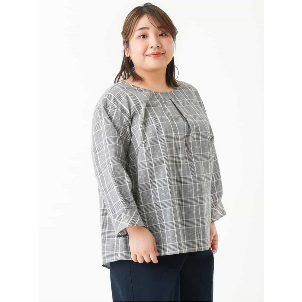 【大きいサイズ/洗える】ドライタッチバックボタンブラウス23