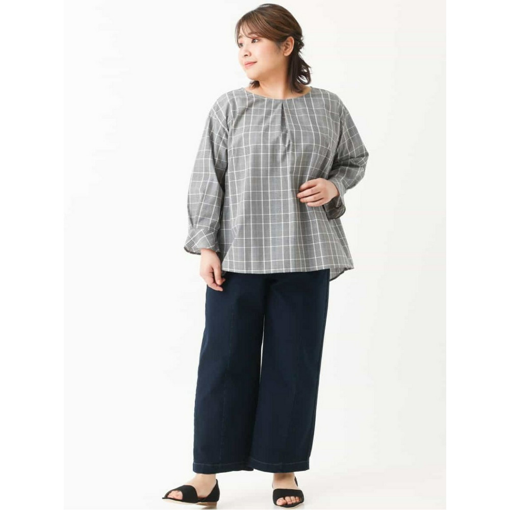 【大きいサイズ/洗える】ドライタッチバックボタンブラウス24