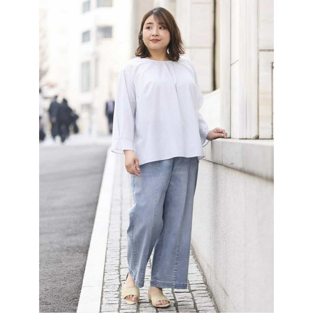 【大きいサイズ/洗える】ドライタッチバックボタンブラウス4