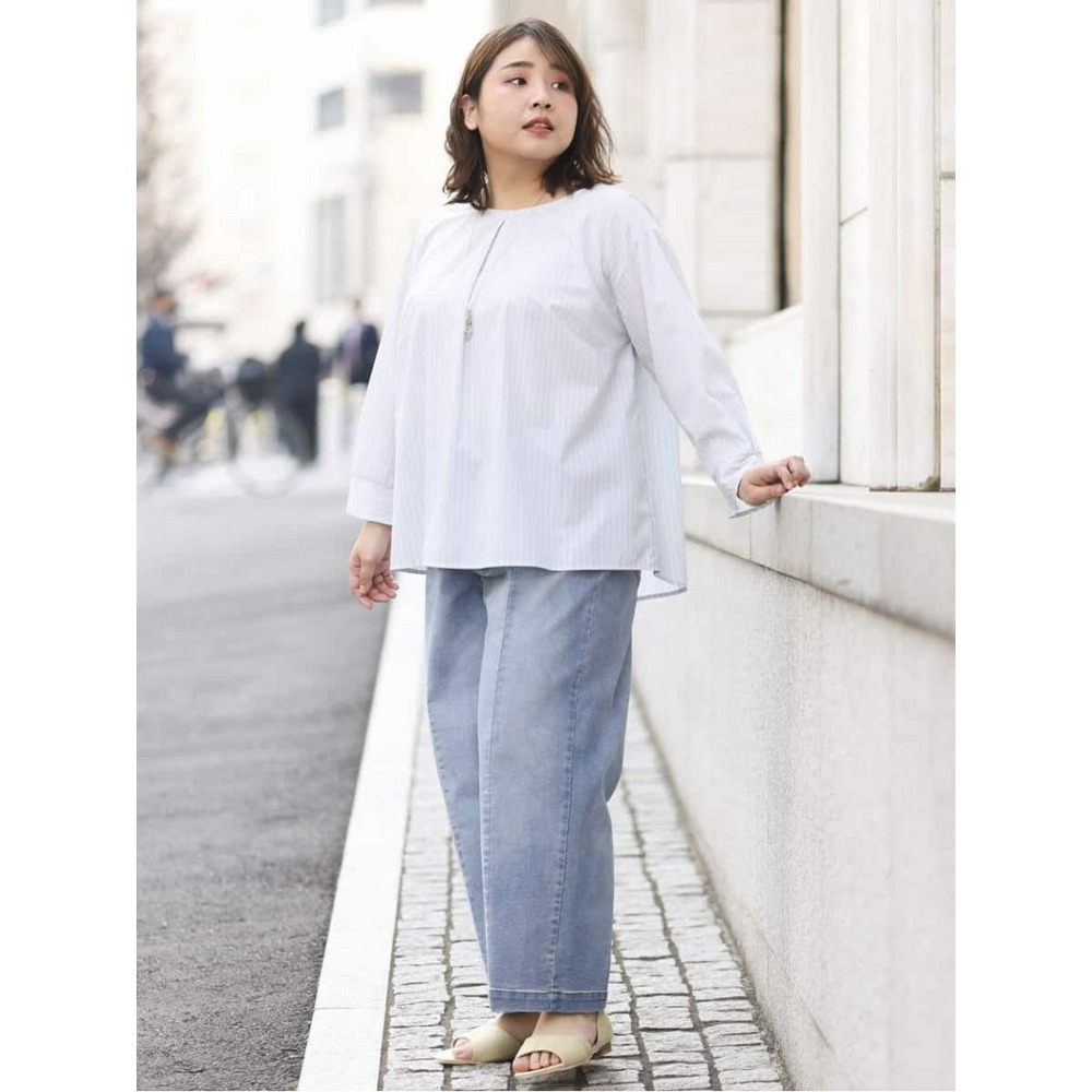 【大きいサイズ/洗える】ドライタッチバックボタンブラウス5