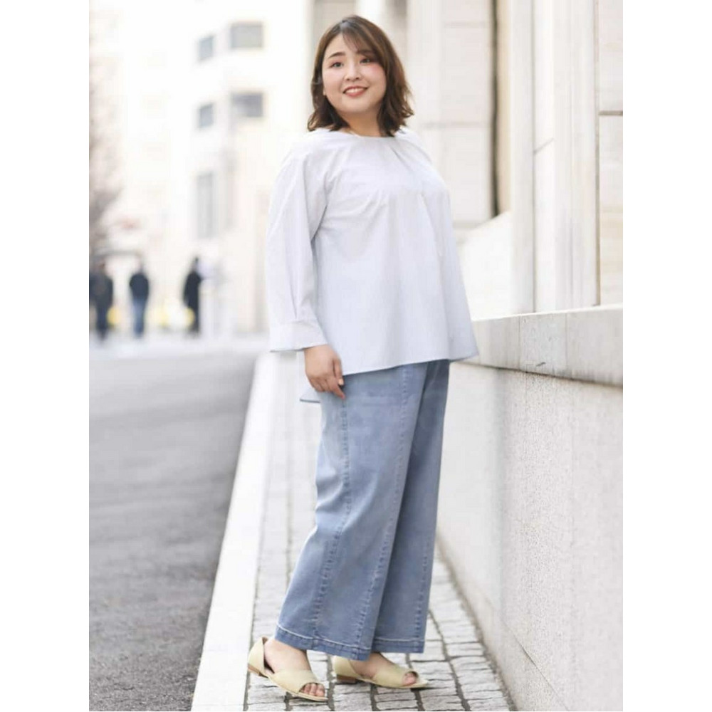 【大きいサイズ/洗える】ドライタッチバックボタンブラウス6
