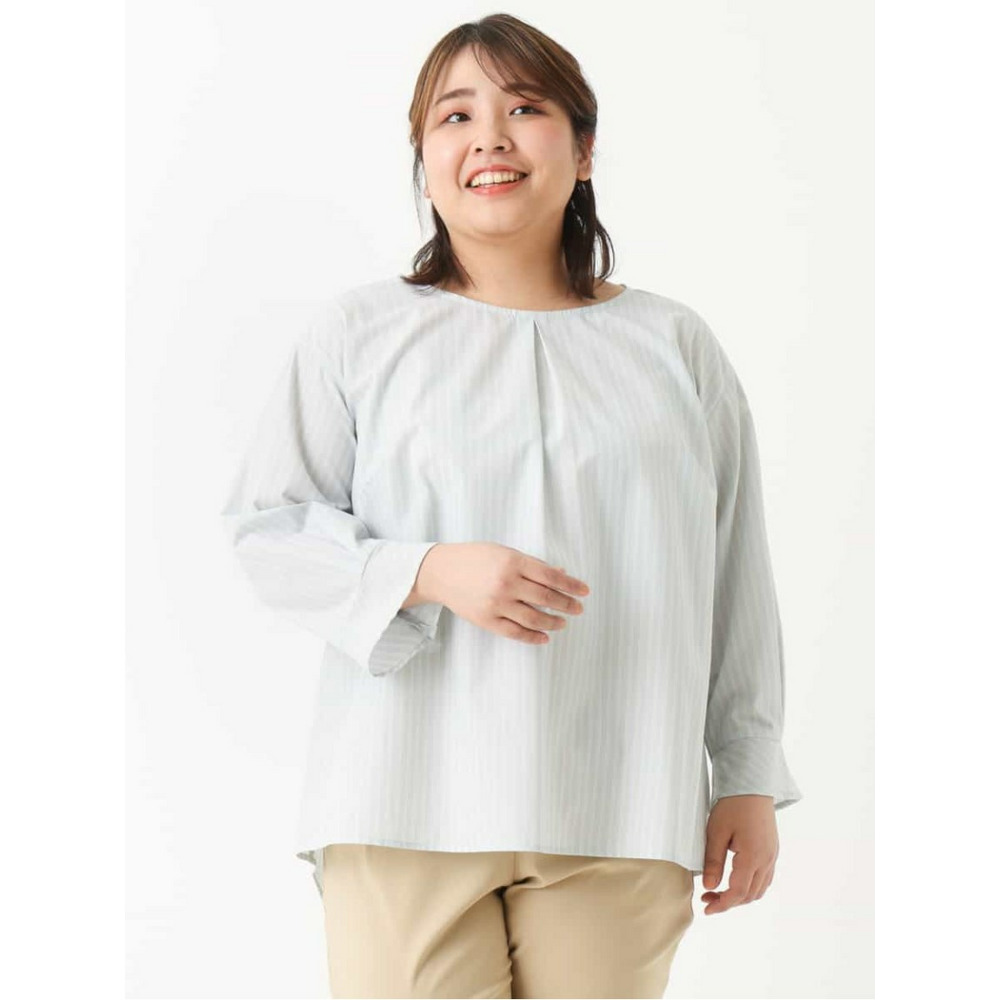 【大きいサイズ/洗える】ドライタッチバックボタンブラウス7