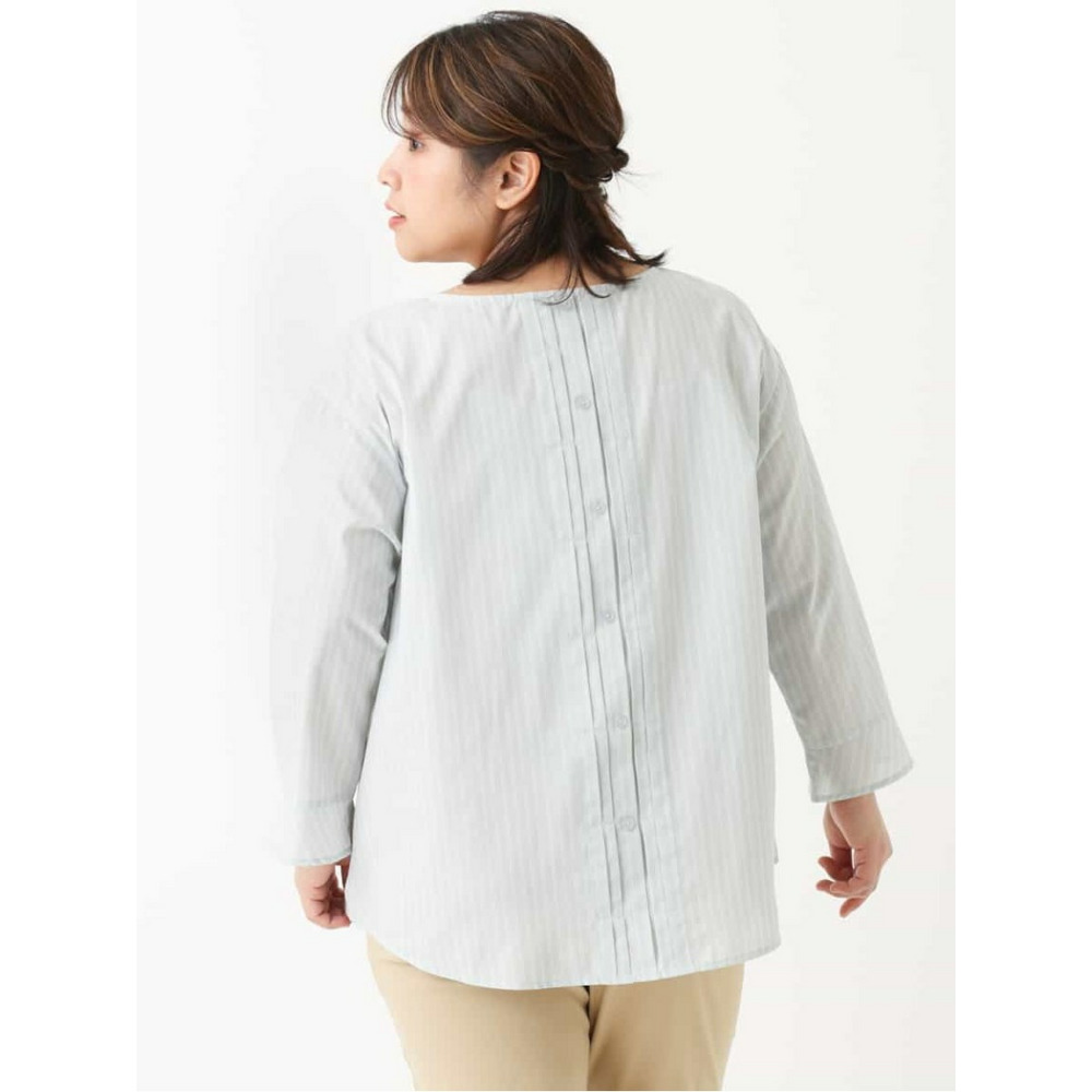 【大きいサイズ/洗える】ドライタッチバックボタンブラウス8