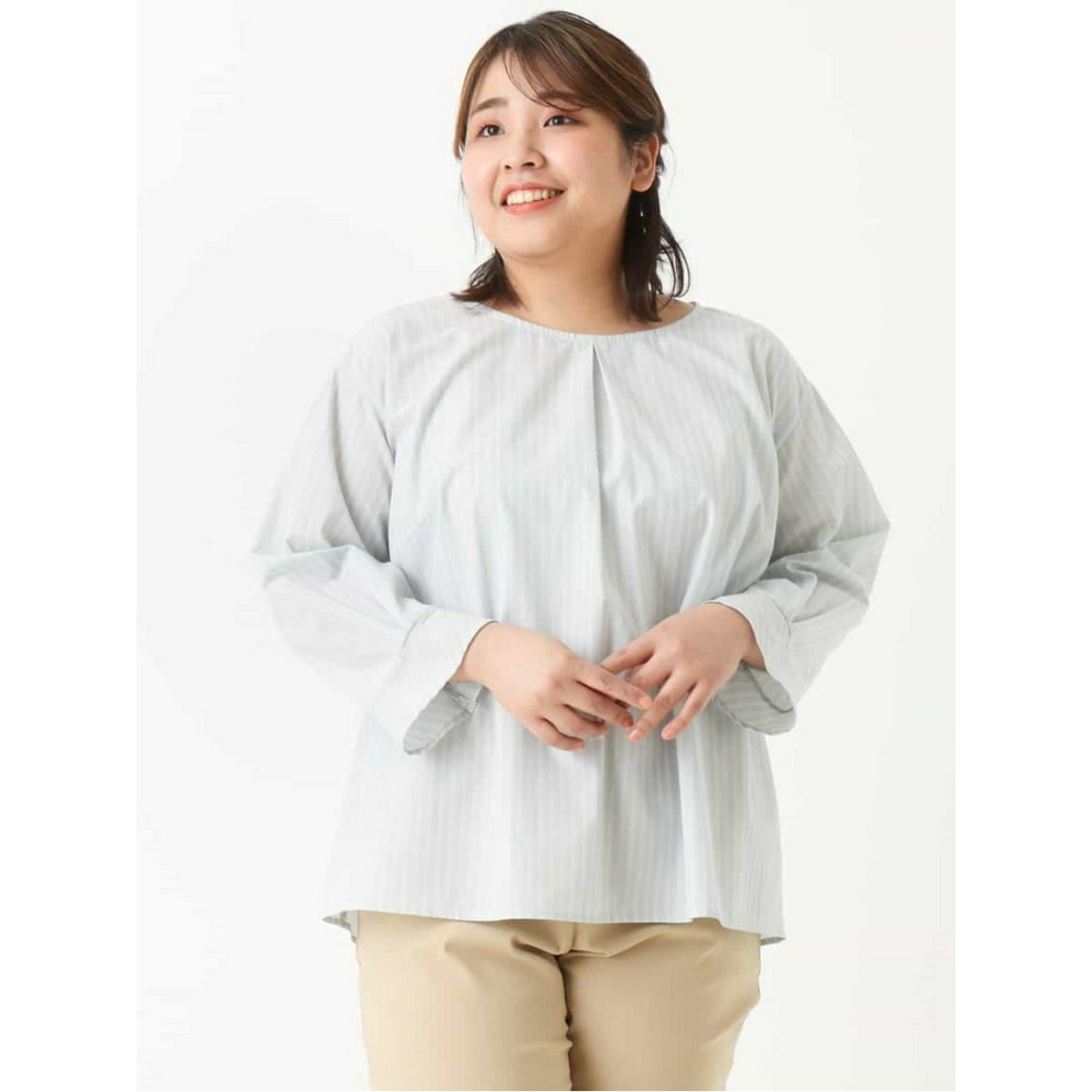 【大きいサイズ/洗える】ドライタッチバックボタンブラウス9