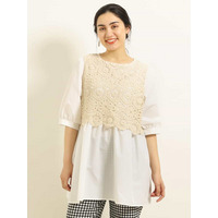 【大きいサイズ】クロシェ編みレイヤード風チュニック