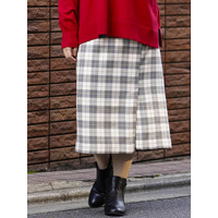 【大きいサイズ/a.v.v×eur3】チェック柄ラップ風スカート