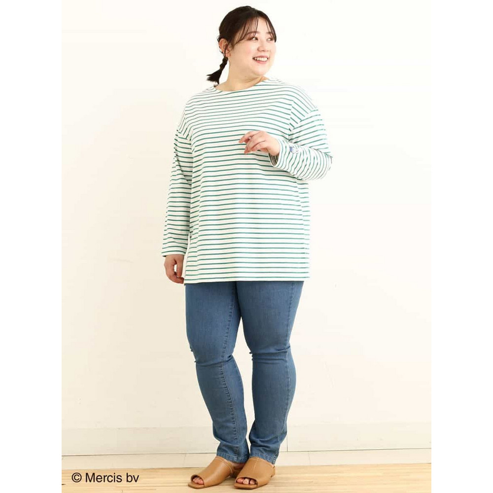 【miffy×eur3】【大きいサイズ】ミッフィー刺繍ボーダーTシャツ10