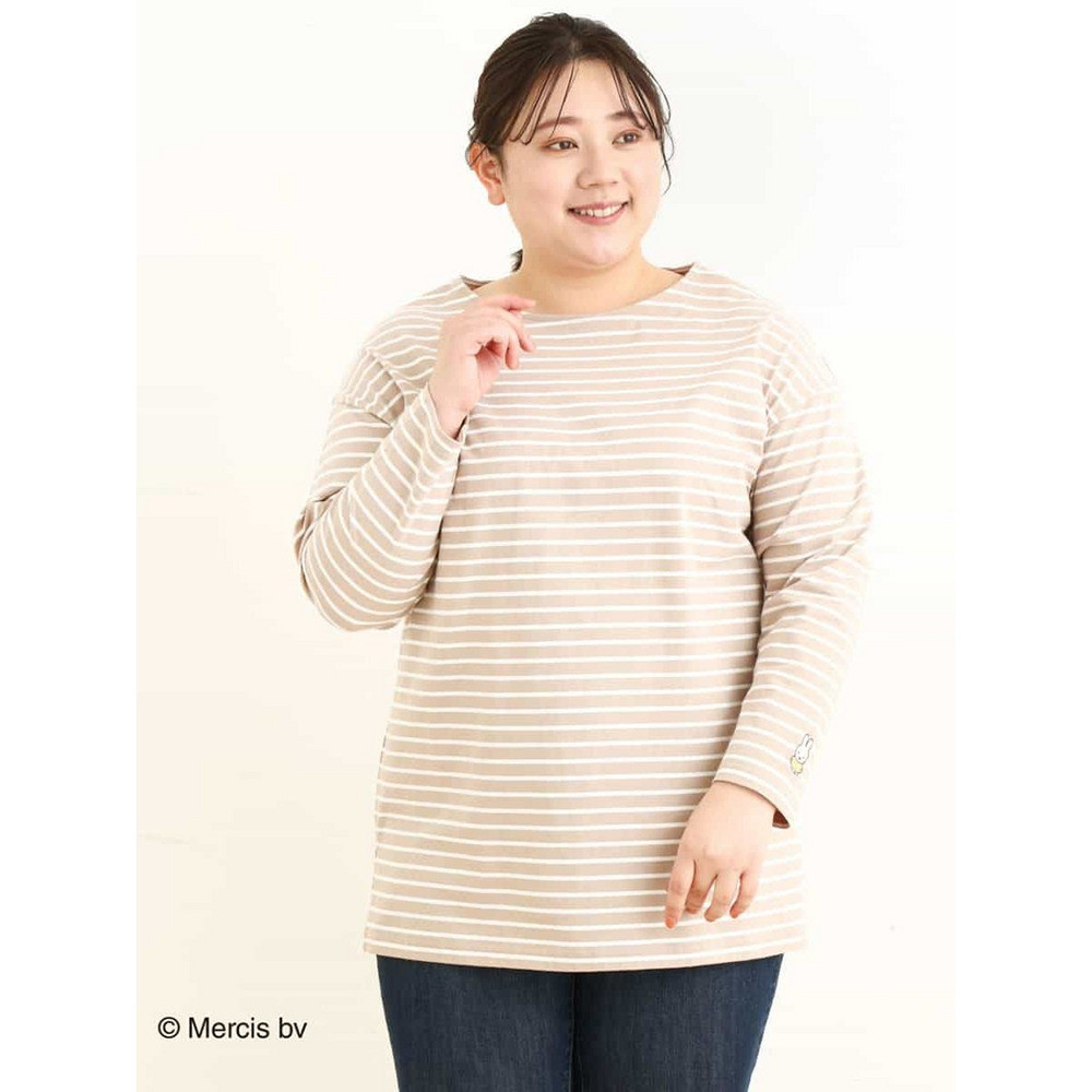 【miffy×eur3】【大きいサイズ】ミッフィー刺繍ボーダーTシャツ11