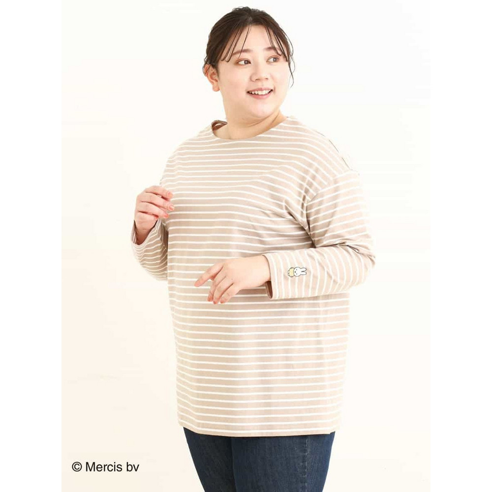 【miffy×eur3】【大きいサイズ】ミッフィー刺繍ボーダーTシャツ12