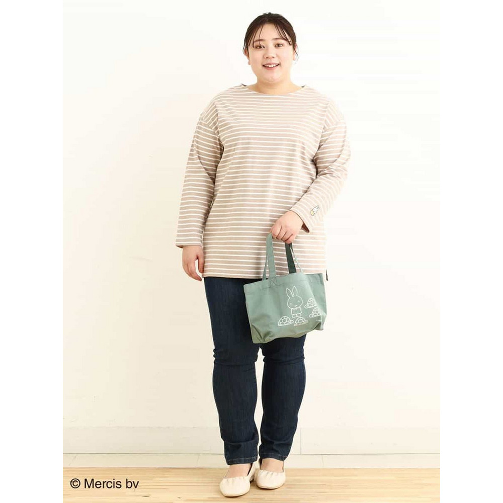 【miffy×eur3】【大きいサイズ】ミッフィー刺繍ボーダーTシャツ13