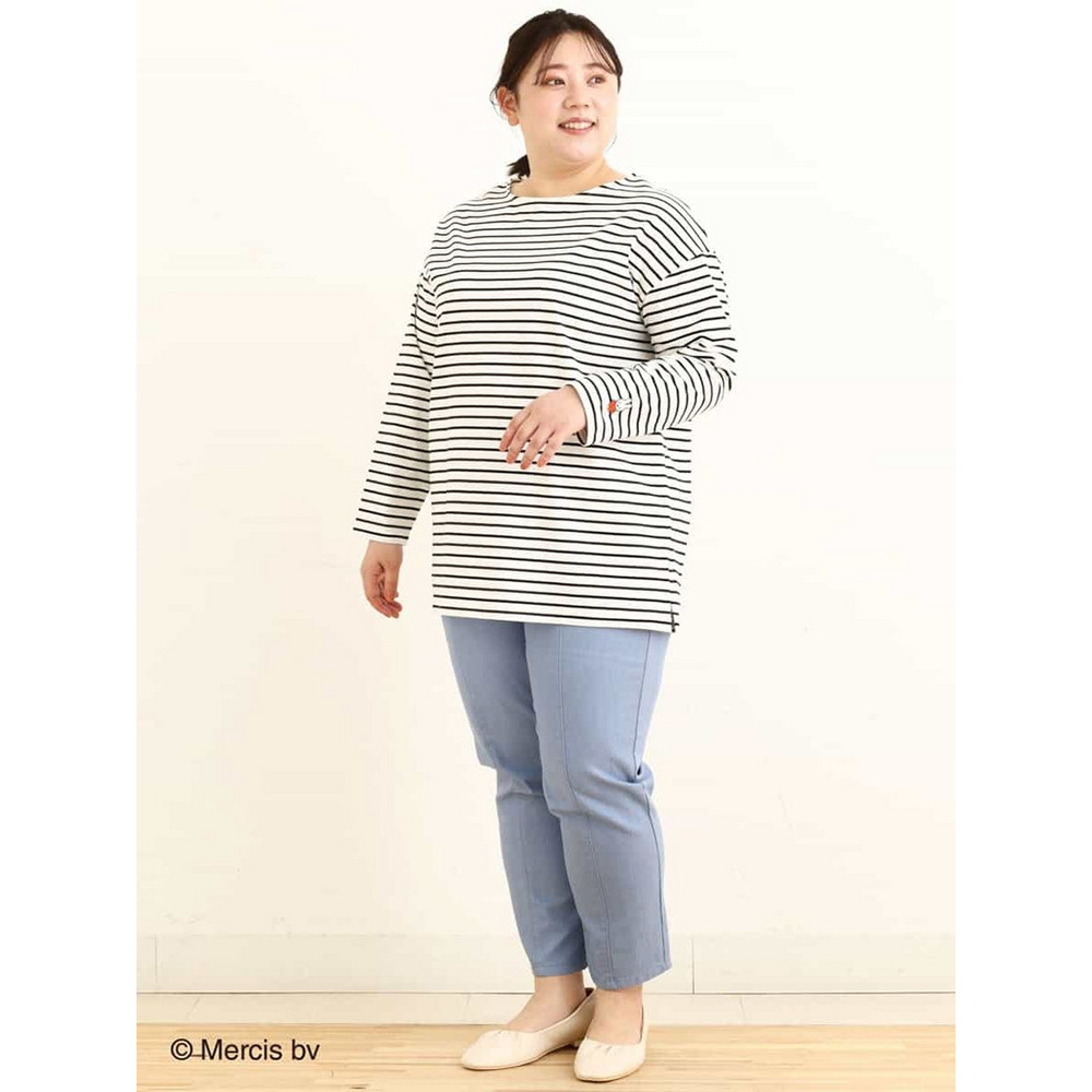 【miffy×eur3】【大きいサイズ】ミッフィー刺繍ボーダーTシャツ19