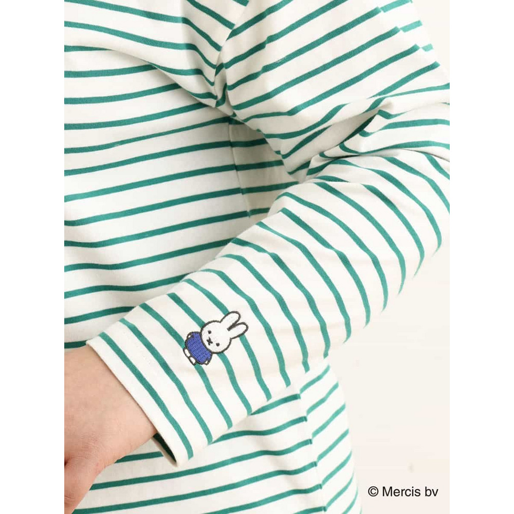 【miffy×eur3】【大きいサイズ】ミッフィー刺繍ボーダーTシャツ5