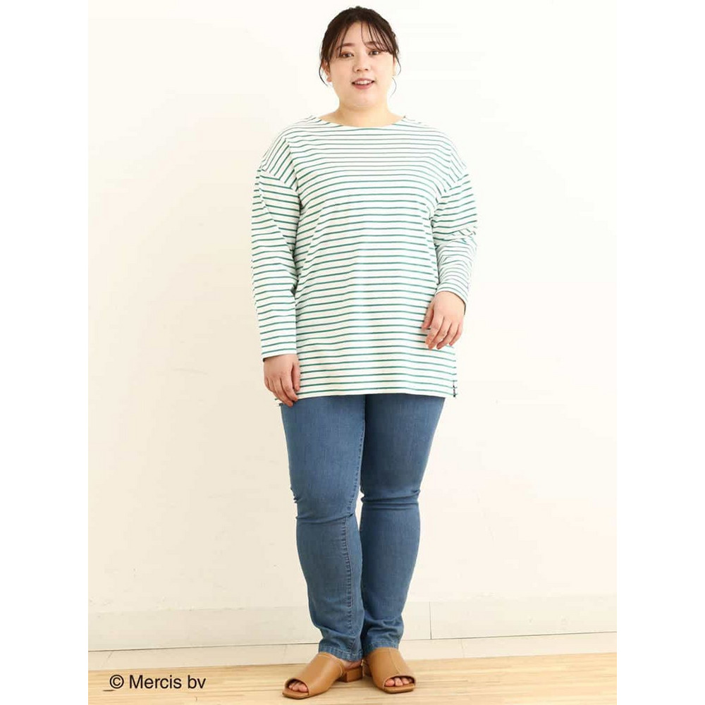 【miffy×eur3】【大きいサイズ】ミッフィー刺繍ボーダーTシャツ9