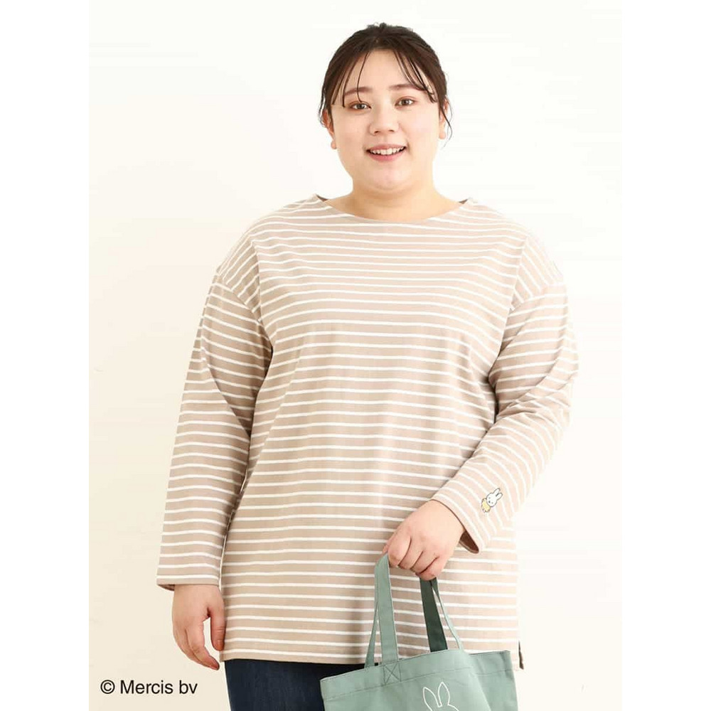 【miffy×eur3】【大きいサイズ】ミッフィー刺繍ボーダーTシャツ1