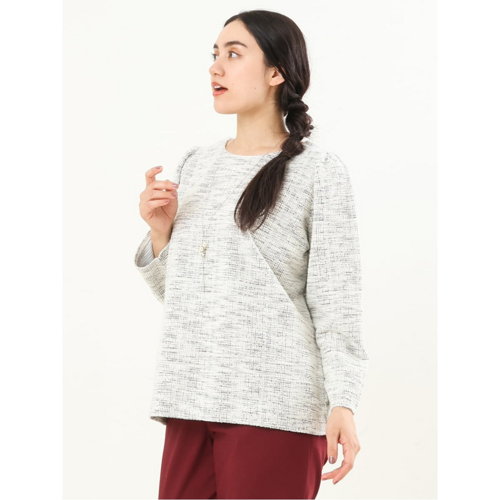 【大きいサイズ/a.v.v×eur3】ツイードギャザースリーブトップス10