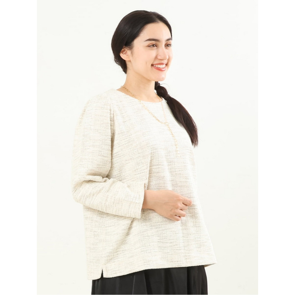 【大きいサイズ/a.v.v×eur3】ツイードギャザースリーブトップス2