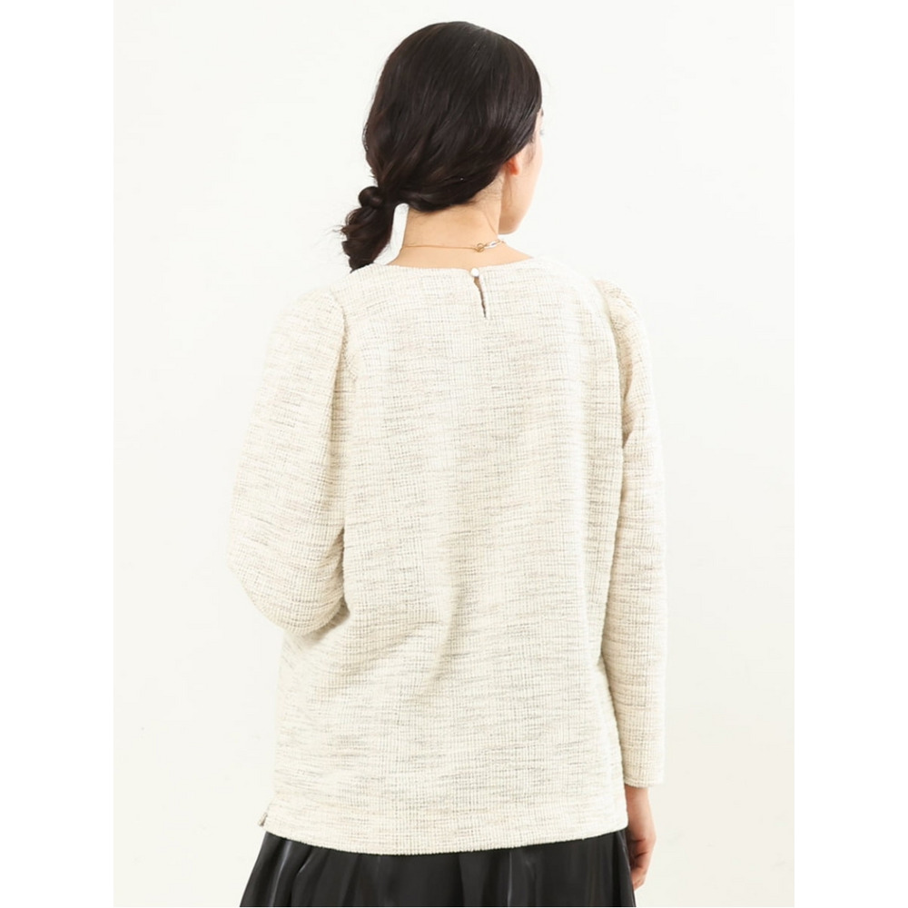 【大きいサイズ/a.v.v×eur3】ツイードギャザースリーブトップス3