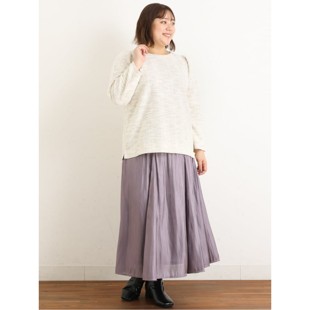 【大きいサイズ/a.v.v×eur3】ツイードギャザースリーブトップス9