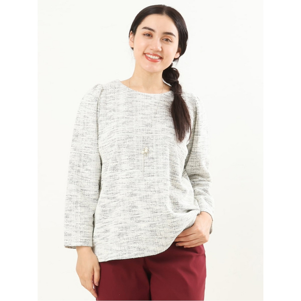 【大きいサイズ/a.v.v×eur3】ツイードギャザースリーブトップス1