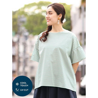 【大きいサイズ/a.v.v×eur3】ギャザースリーブボーダーカットソー