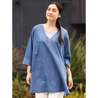 【大きいサイズ】Vネックデニムチュニック