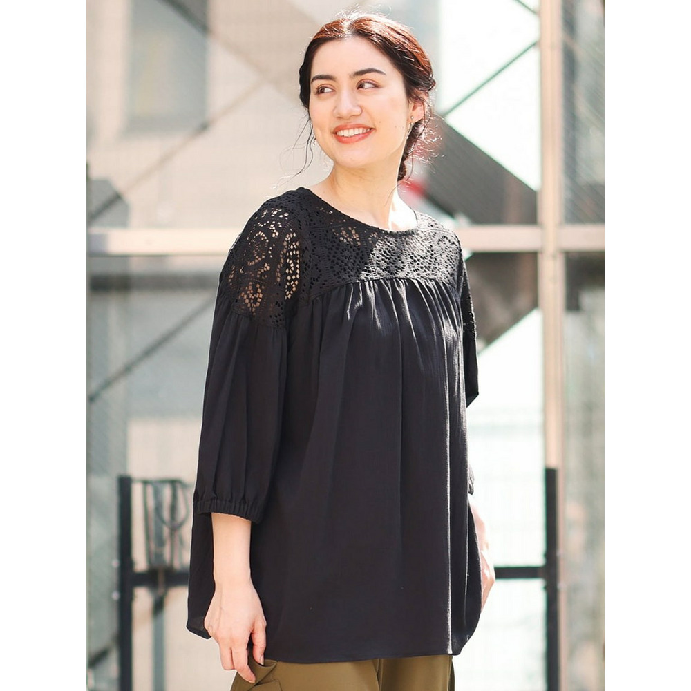【MOI NON PLUS】 LACE GATHER ブラウス MOI NON PLUS】 LACE GATHER ブラウス