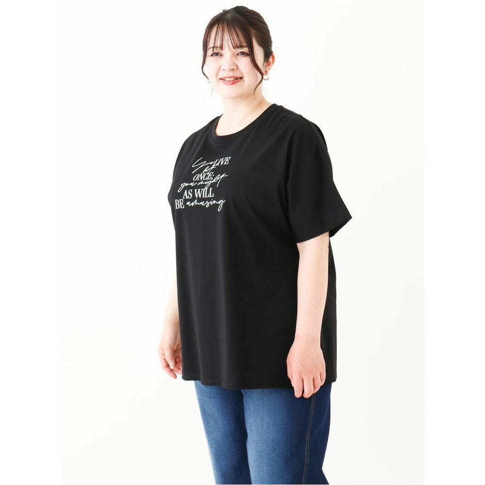 24年夏新作【大きいサイズ/接触冷感】ロゴプリントオーバーシルエットTシャツ18