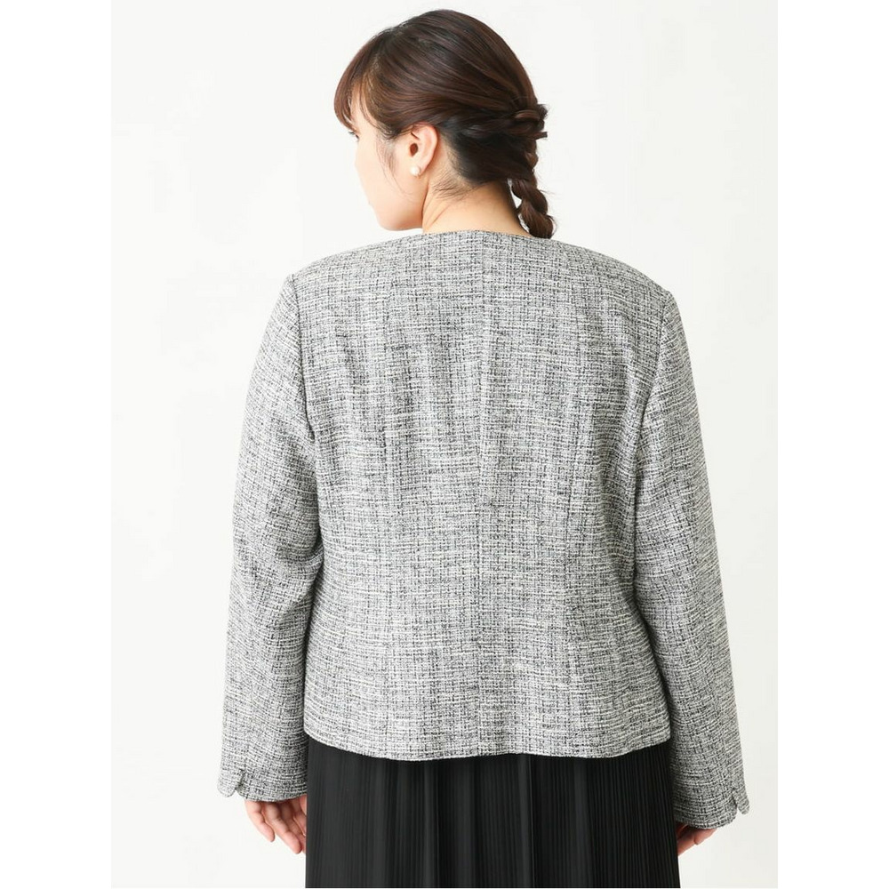 【大きいサイズ/B-move JK】ノーカラーツイードジャケット12