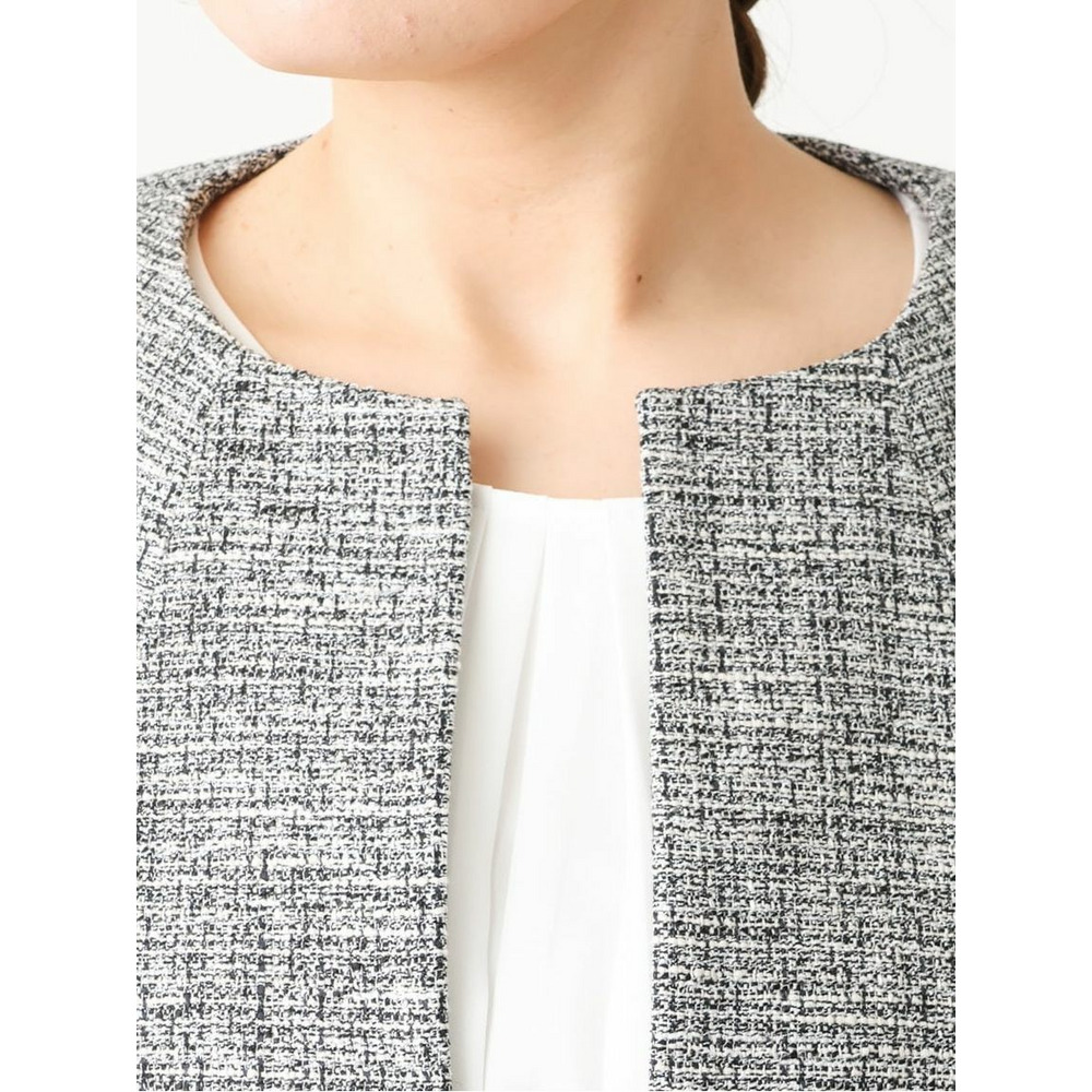 【大きいサイズ/B-move JK】ノーカラーツイードジャケット13