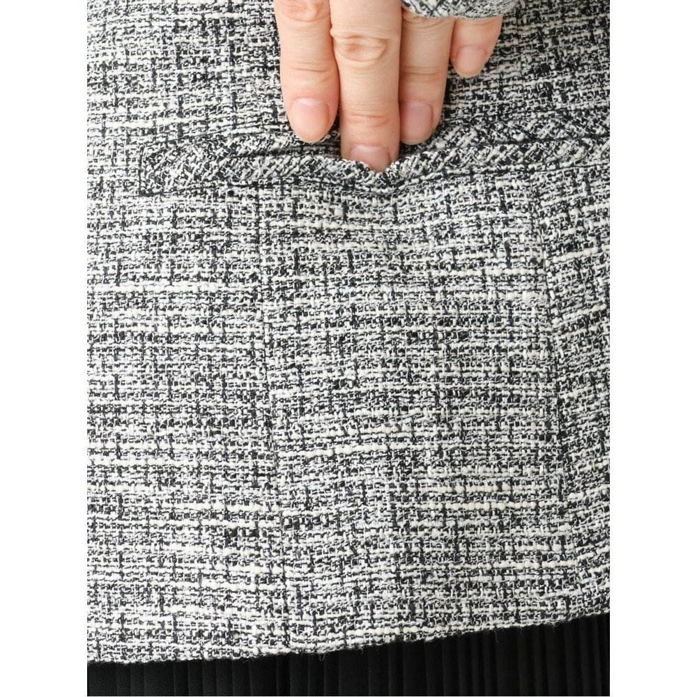 【大きいサイズ/B-move JK】ノーカラーツイードジャケット16