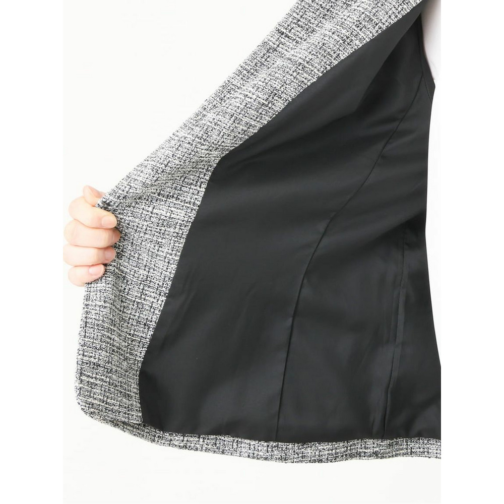 【大きいサイズ/B-move JK】ノーカラーツイードジャケット18