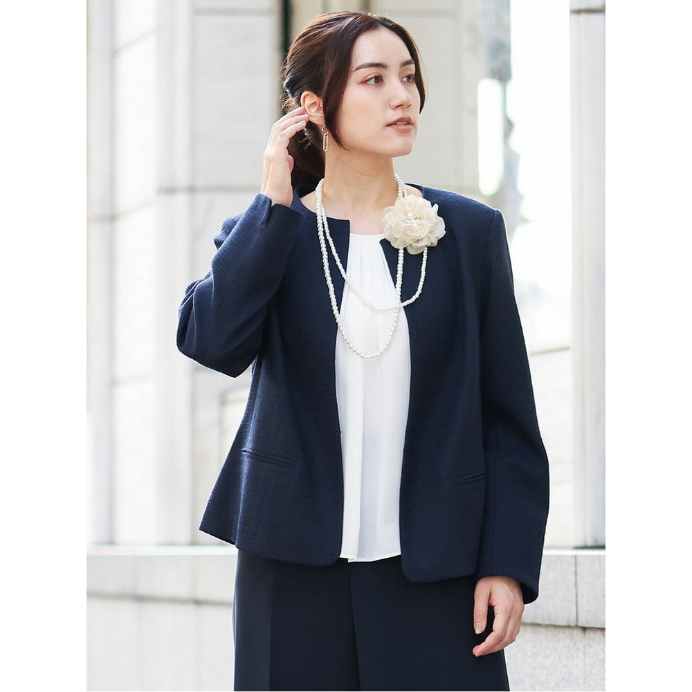 【大きいサイズ/B-move JK】ノーカラーツイードジャケット21