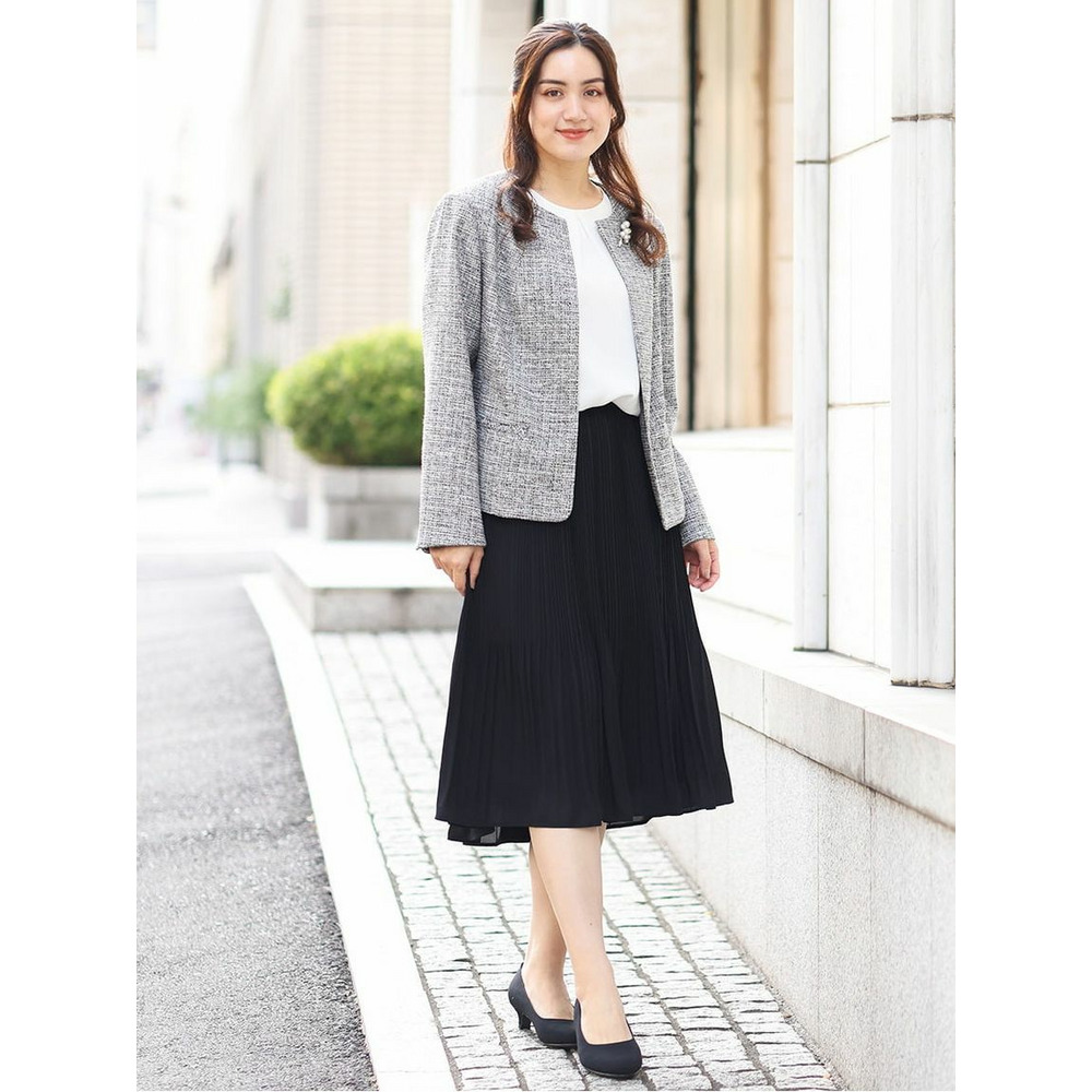 【大きいサイズ/B-move JK】ノーカラーツイードジャケット6