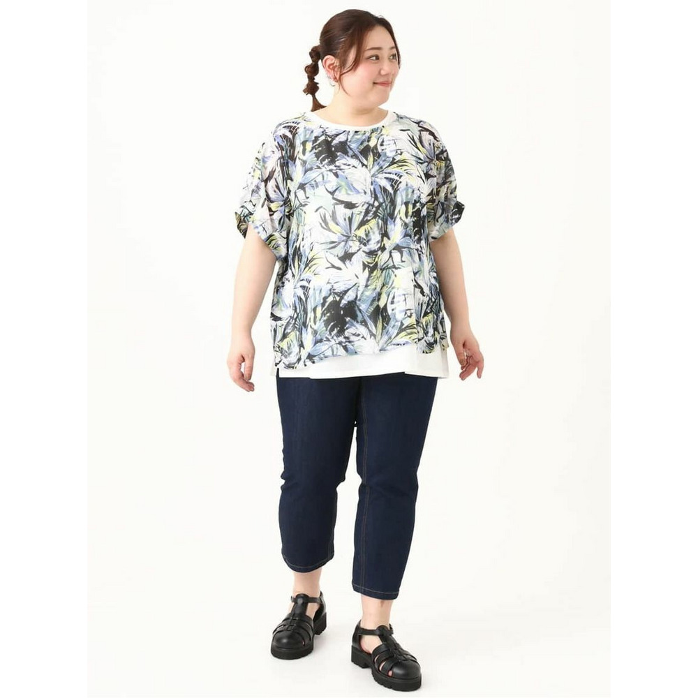 【大きいサイズ】リゾートプリントブラウス+タンクトップセット22